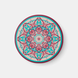 Imã Mandala Boho Rosa e Turquesa