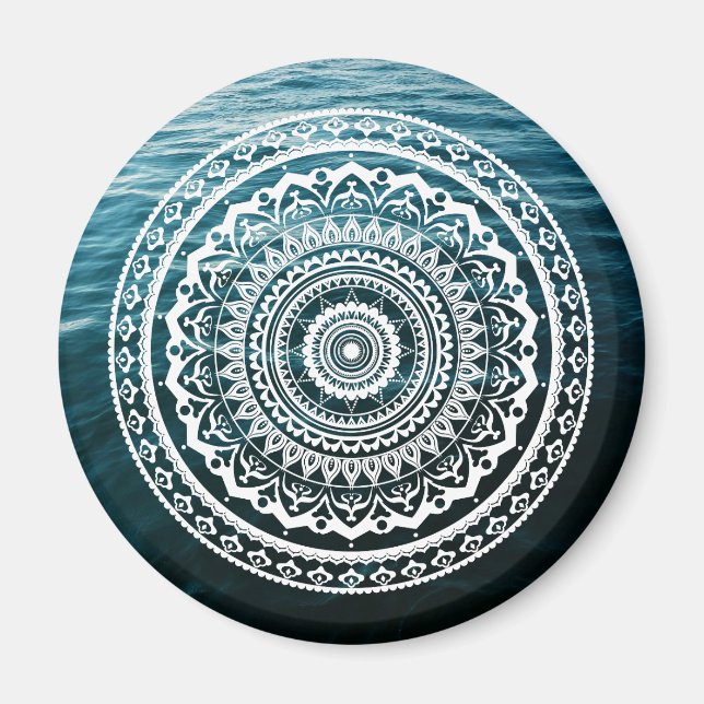 Imã Mandala Branca Deixe o mar te libertar (Frente)