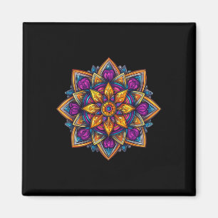 Imã Mandala Colorido de Meditação Lótus