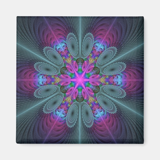 Imã Mandala Colorido Marcante Arte Fractal Caleidoscóp (Frente)