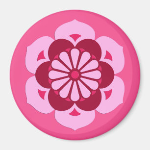 Imã Mandala da flor de Lotus, rosa fúcsia e Borgonha