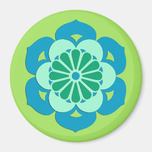 Imã Mandala da Flor de Lótus, Verde Lima e Azul Claro