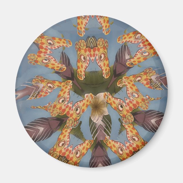 Imã Mandala de Girafa Kaleidoscópio: Arte Abstrata de  (Frente)