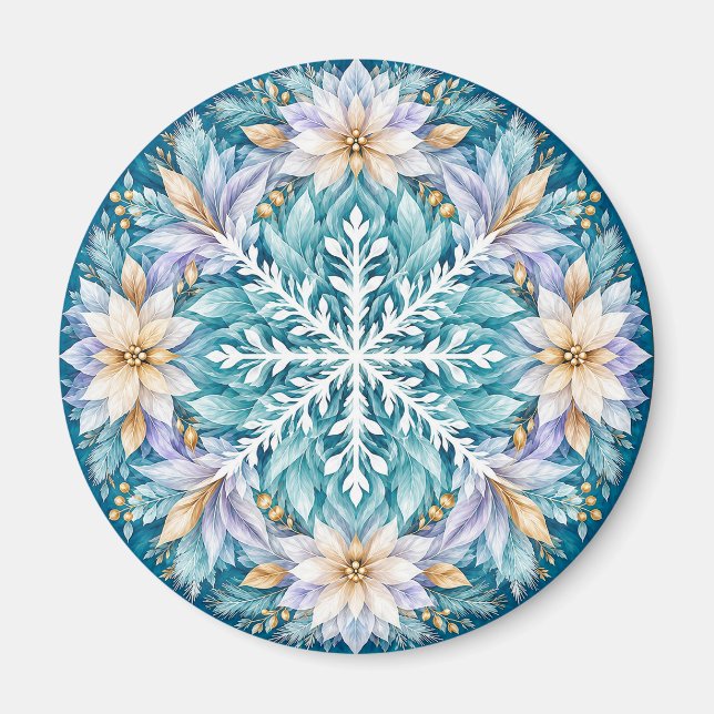 Imã Mandala de Inverno Flor de Gelo (Frente)