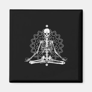 Imã Mandala de Meditação de Esqueleto Halloween Yoga E