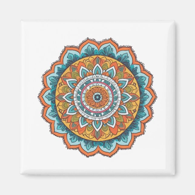 Imã mandala de várias cores (Frente)