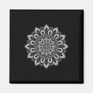 Imã Mandala de Yoga Flor de Lótus Ornamentada Branca