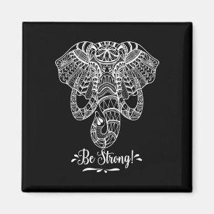 Imã Mandala Face Elefante. Seja Forte. Como Um Elefant