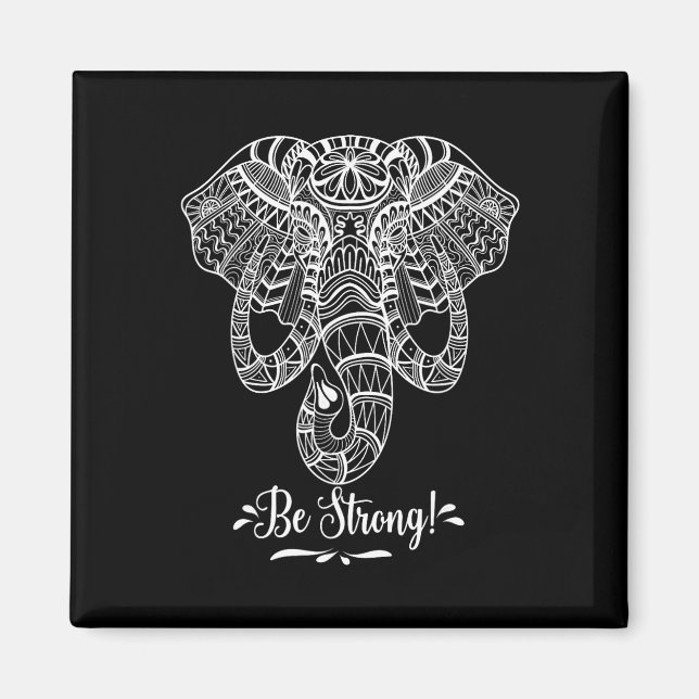 Imã Mandala Face Elefante. Seja Forte. Como Um Elefant (Frente)