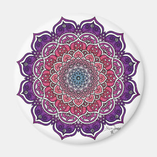 Imã Mandala Floral Rosa Púrpura