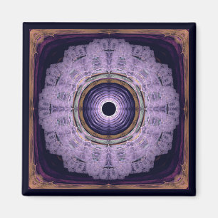 Imã mandala fractal redonda azul