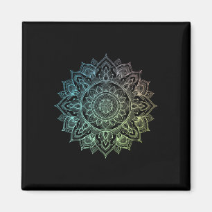 Imã Mandala Lótus Arte Zen Boho Buda Botânica Suculent