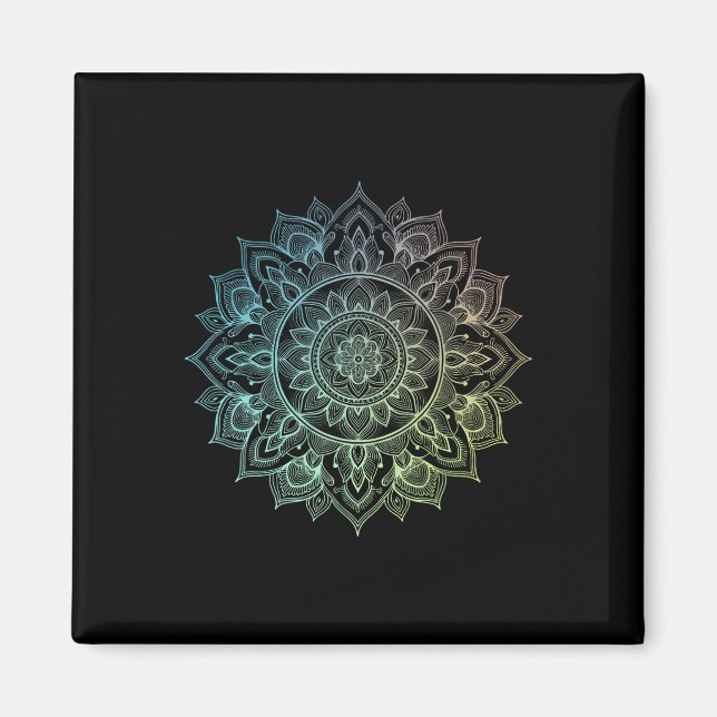 Imã Mandala Lótus Arte Zen Boho Buda Botânica Suculent (Frente)