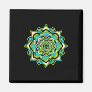 Imã Mandala Lótus Buda Arte Zen Botânica Suculenta F