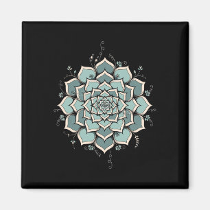 Imã Mandala Lótus Buda Zen Arte Botânico Suculento F