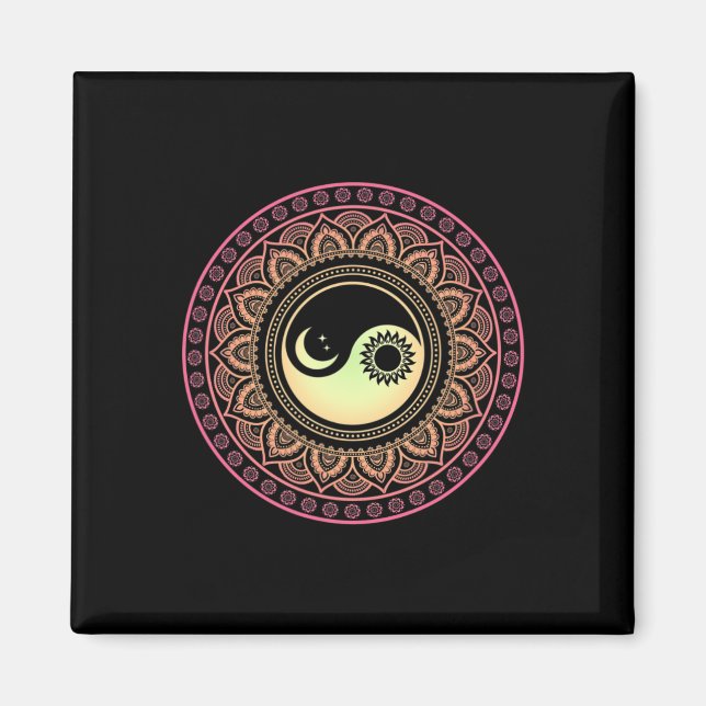 Imã Mandala Lua e Sol Yin Yang  (Frente)