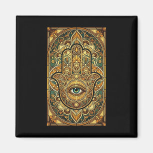 Imã Mandalá Mão Hamsa Vidro Manchado Meditação Espirit