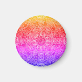Imã Mandala Motivo Kaleidoscópico Rosa Neon Amarelo Az