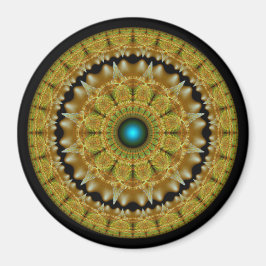 Imã mandala ornamento brilhante fractal dourado
