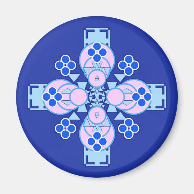 Imã Mandala - orquídea, azul e cobalto (Frente)