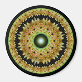 Imã Mandalá redondo fractal dourado
