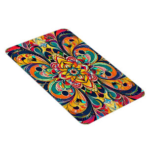Ímã Mandala Sinfonia de Cores – Floral Psicodélico Ous