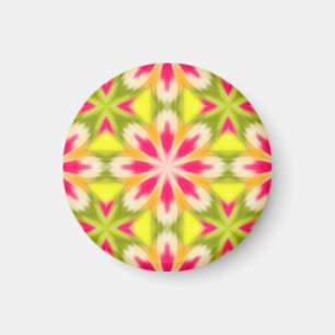 Imã Mandala Tie Dye Rosa Laranja Amarelo Limão