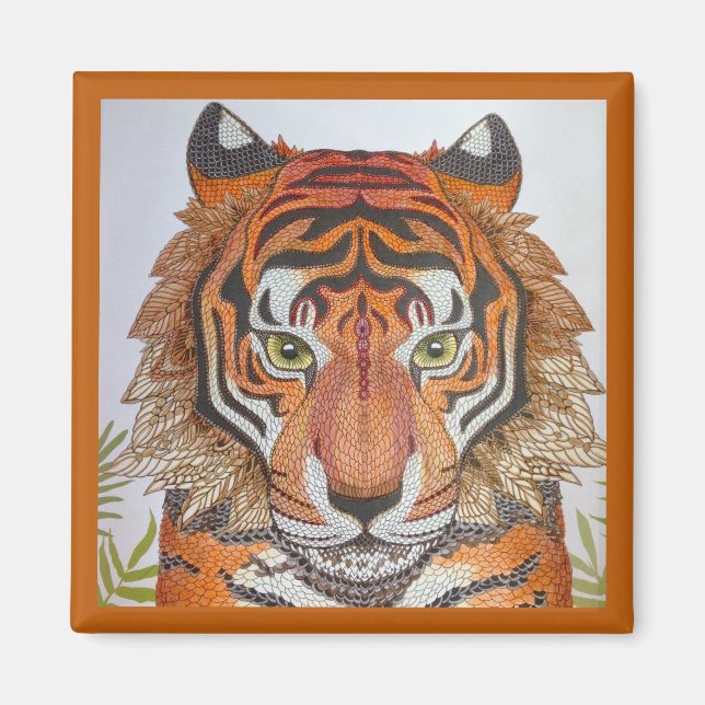 Imã Mandala Tiger Design (Frente)