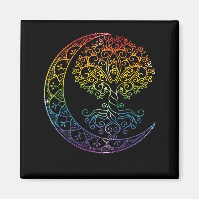 Imã Mandala Tree of Life Tattoo Style (Frente)