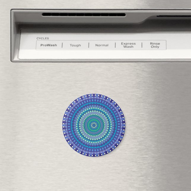 Imã Mandala turquesa e azul-teal (In Situ (Dishwasher))