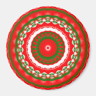 Imã Mandala Vermelha, Branca e Verde
