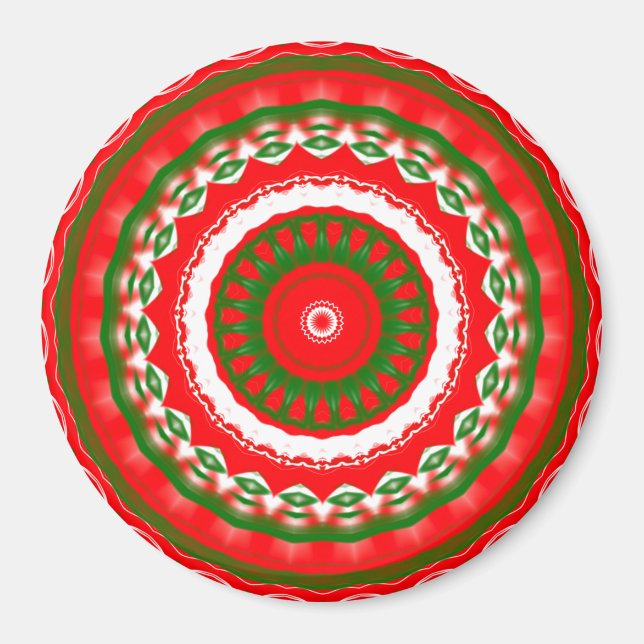 Imã Mandala Vermelha, Branca e Verde (Frente)