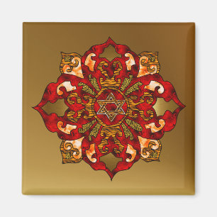 Imã Mandala vermelha de Hanukkah