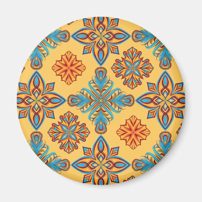 Imã Mandalas em amarelo âmbar (Frente)