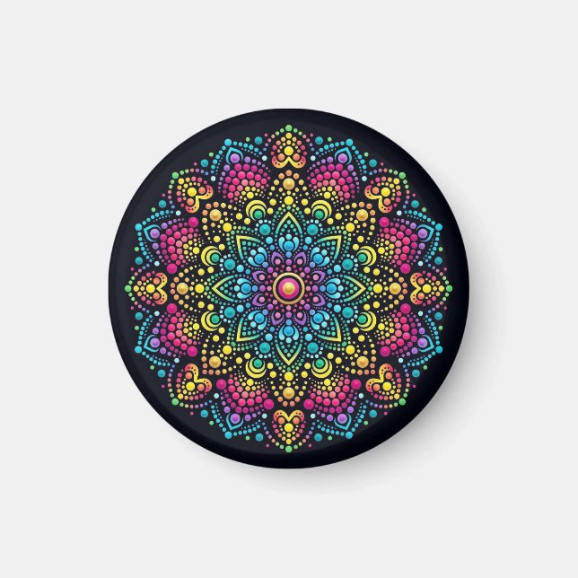 Imã Mandalas Pontilhadas Arco-Íris (Frente)