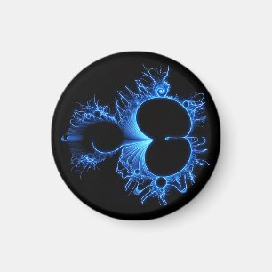 Imã Mandelbrot Azul Ártico Neon - Fundo Preto