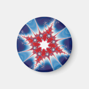 Imã Mandelbrot Fractal Vermelho Branco e Azul Patrióti