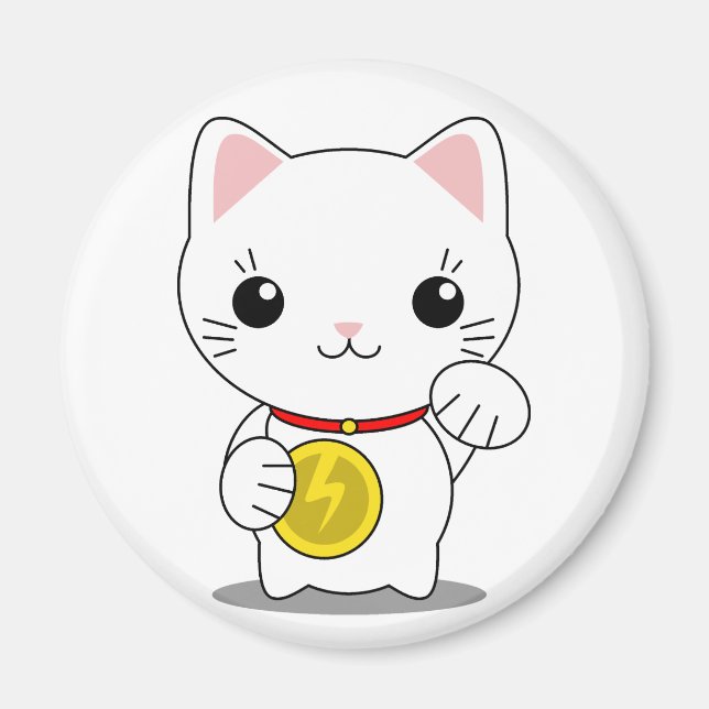 Imã Maneki Neko - Gato Sortudo Branco (Frente)