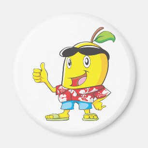 Imã Manga bonito nos polegares da camisa havaiana dois