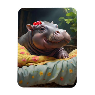 Ímã "Manhã: Bebês Acordares de Hippo na Cesta,