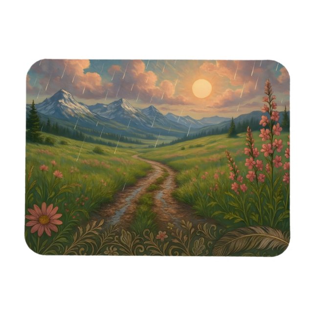 Ímã Manhã Chuvosa na Montanha (Horizontal)