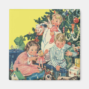 Imã Manhã de Natal Antiga, Crianças Abrindo Presentes