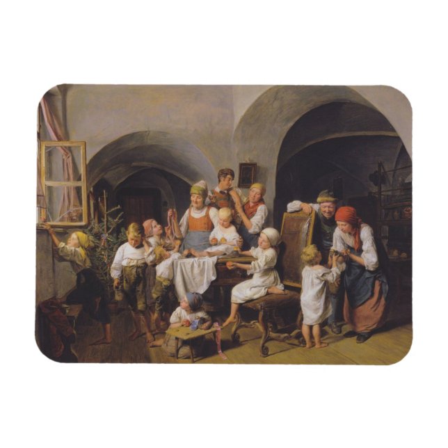 Ímã Manhã de Natal (por Ferdinand Georg Waldmüller) (Horizontal)