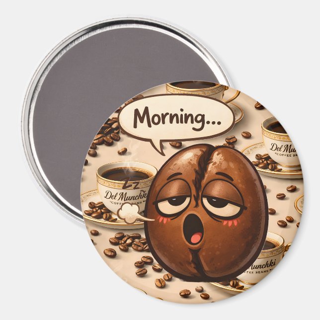 Imã Manhã, feijão de café engraçado dorminhoco re (Front/Back)