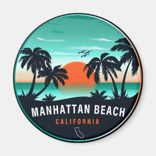 Imã Manhattan Beach California Retro Sunset Souvenirs