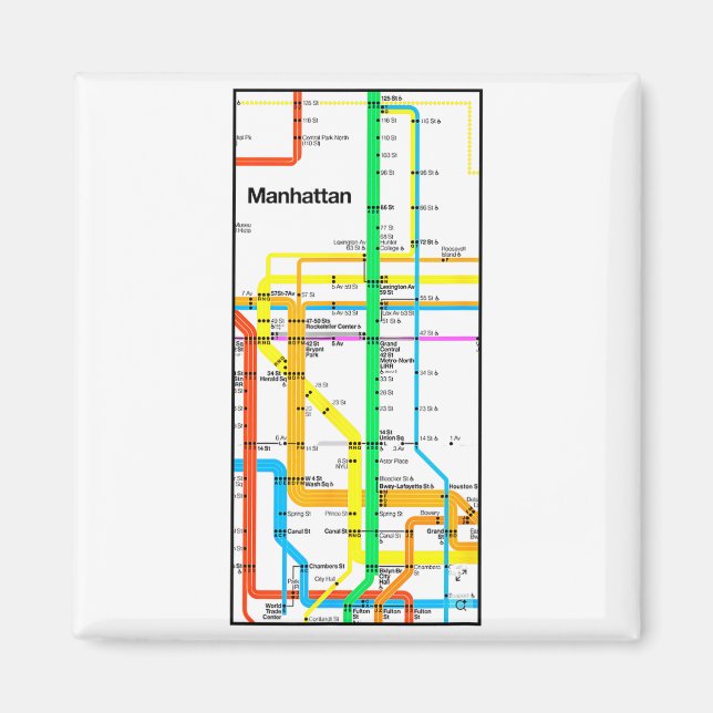 Imã Manhattan New York Nyc Subway Map Retro Rail Trans (Frente)