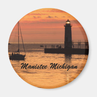 Imã Manistee, Michigan Lighthouse Sunset Magnet