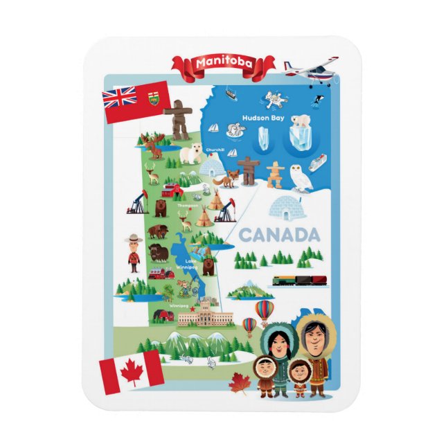 Ímã Manitoba Canada Cartoon Poster (Vertical)