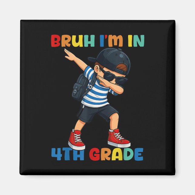 Imã Mano Estou No 4º Ano Divertido Volta às Aulas Dabb (Frente)