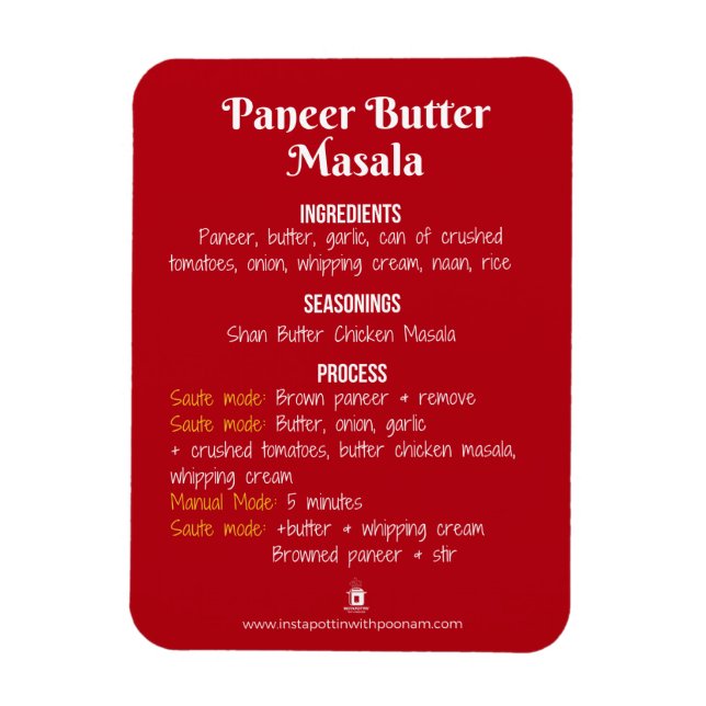 Ímã Manteiga Paneer Masala Recebe Magnet para Pote Ins (Vertical)